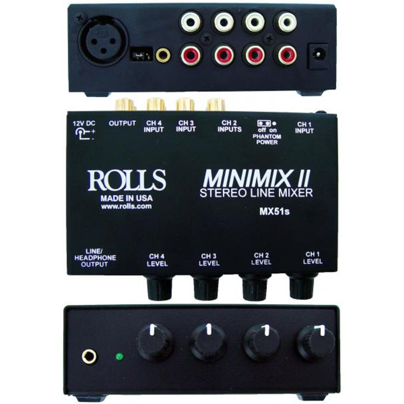 Rolls MX51S Mini Mix 2 Four-Channel Stereo Line Mixer Black - Image 2